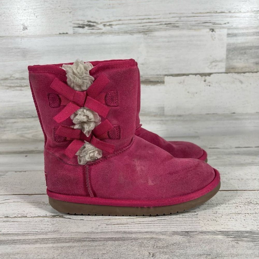 Koolaburra by UGG Victoria Pink Short Bow Warm Cozy Winter Snow Boots Kid's US 2
